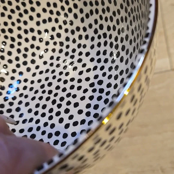 Thyme & Table Black/White Dot Stoneware Gold-Rimmed Bowl - Picture 3 of 6